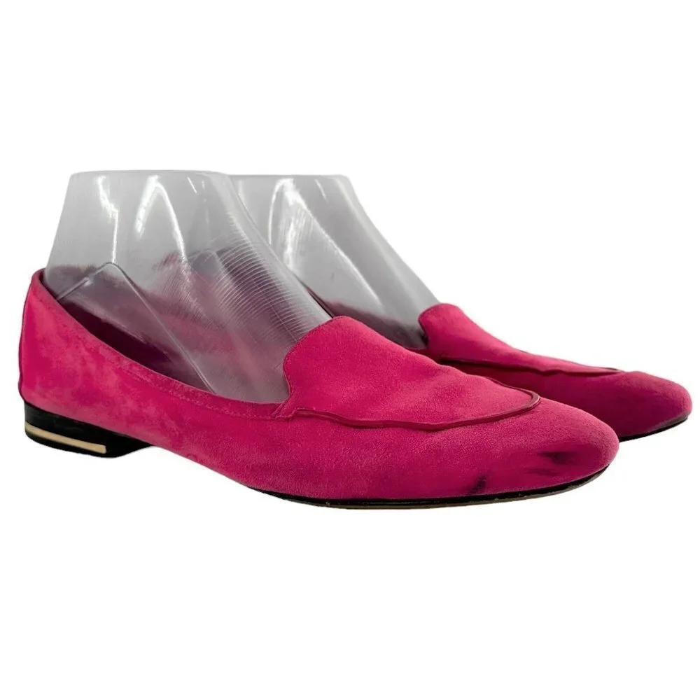 Michael Kors Italy Fuschia Pink Suede Loafers Flats Size 38.5